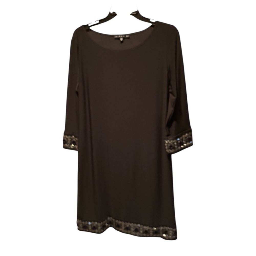 Tiana B Rhinestone Trim Jersey Mini Dress Black Size 8